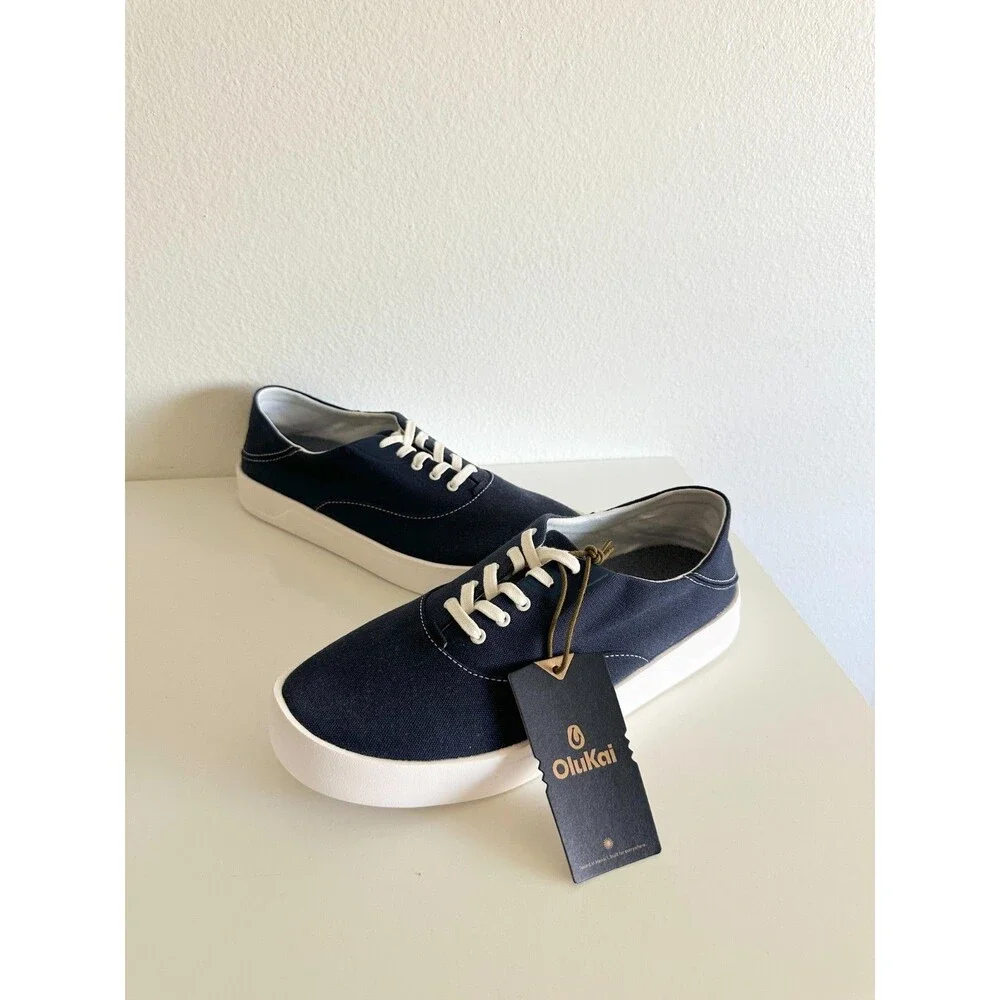 NWT Olukai Tradewind Mood Indigo Navy Blue Casual Shoes Sneakers Canvas Men's 10